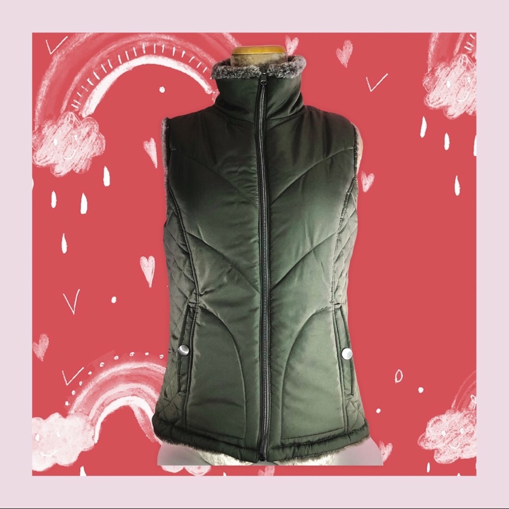 Cabincore Reversible Paddock Vest Olive Green Size Sm - Md